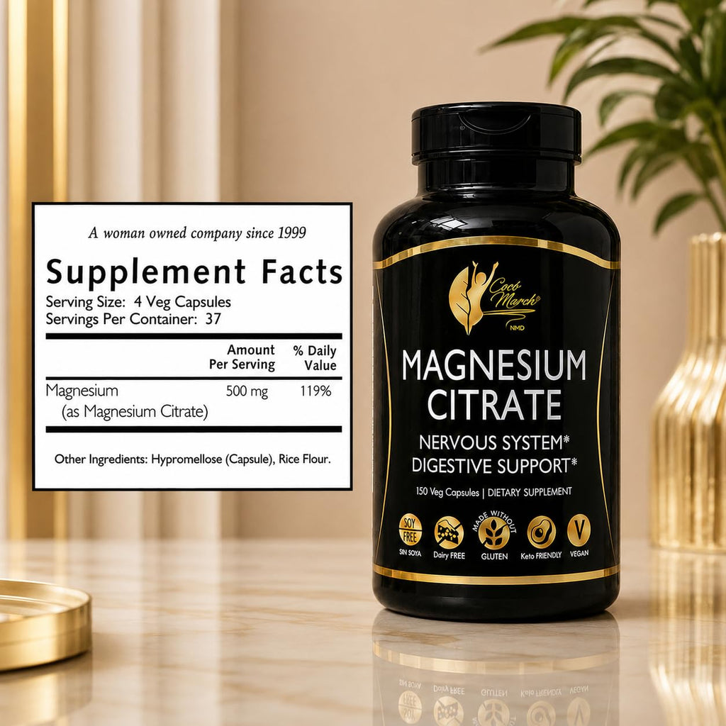 Cocó March N.M.D Magnesium Citrate 500mg per Serving, Gluten Free, 150 Caps