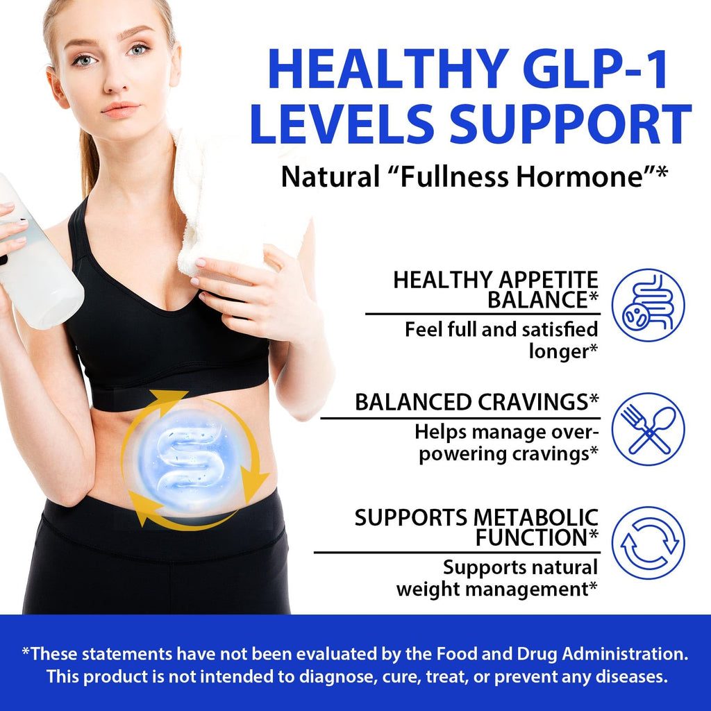 GLP-1 Supplement for Women & Men, 43-in-1 Natural Complex to Boost GLP-1 Levels, Support Appetite Control, Satiety, Metabolism & Digestive Health, Probiotic Nutritional Supplements - 60 Capsules