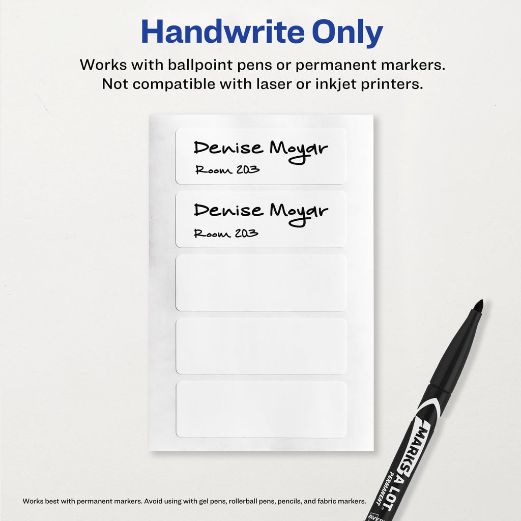 Avery No-Iron Fabric Labels, 1" x 3", Washer and Dryer-Safe Waterproof Labels, Non-Printable, 20 Total (40724)