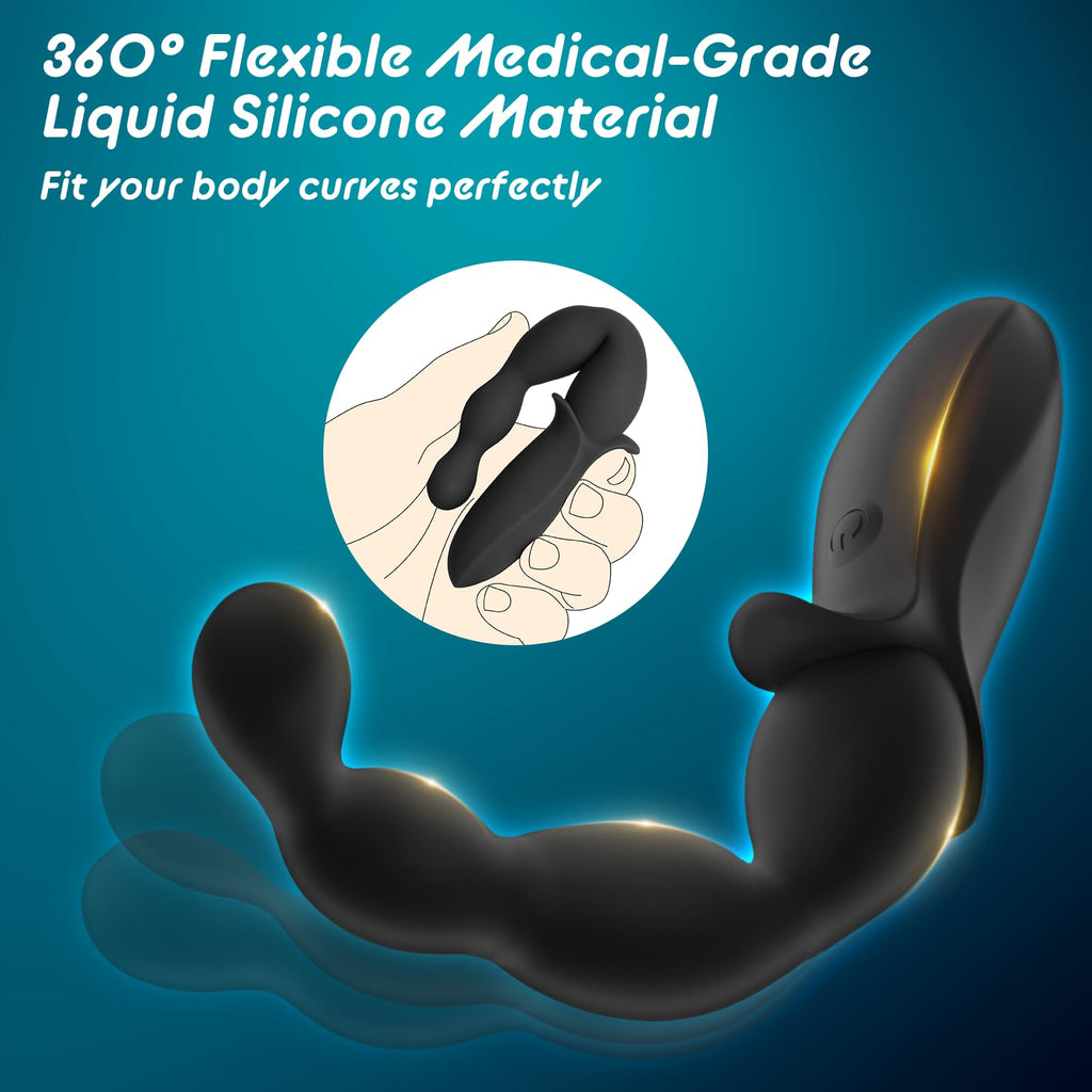 Vibrating Anal Beads Beginner-Friendly Butt Plug, Adult Sex Toy for Men Women Couples, Flexible Silicone Prostate Massger Anal Vibrator with 2 Motors 10 Vibrations, Anal Plug Anal Toy Anal Sex Toys