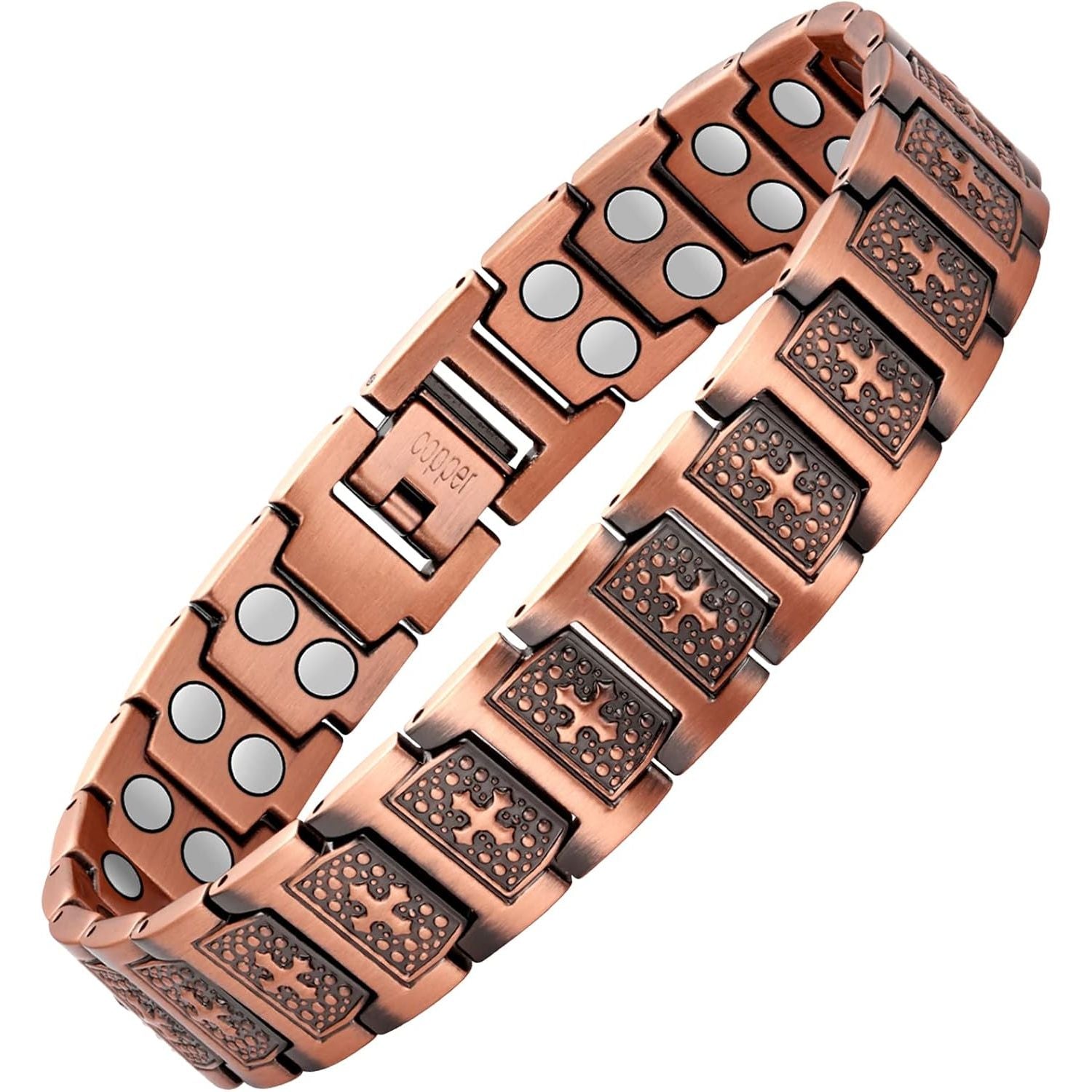 Buy now Jecanori Pure Copper Bracelet for Men, Ultra Strength Magnetic Cross Bracelets for Men, Mens Copper Cross Bracelet, Jewelry Gift with Sizing Tool cross at indiglob india