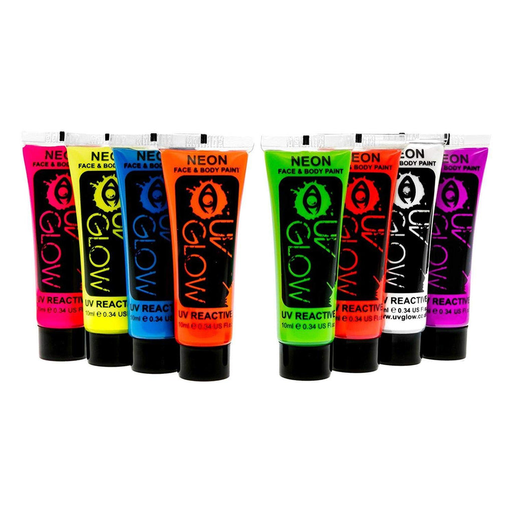 Buy now Blacklight Face and Body Paint 0.34oz - Set of 8 Tubes - Neon Fluorescent (All Colours) at indiglob india