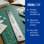 Westcott 10414 Stainless Steel Metal Ruler with Non-Slip Cork Base, 6 in