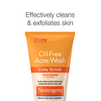 Neutrogena Oil Free Daily Acne Face Scrub, 2 x 4.2 oz | 2% Salicylic Acid Cleanser, Daily Exfoliating Scrub & Acne Treatment, Oily Acne-Prone Skin, Clears Breakouts & Blackheads