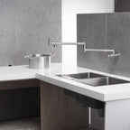 Buy now Pot Filler Faucet Brushed Nickel Wall Mount Commercial Kitchen Faucets Brass Folding Stretchable with Single Hole Two Handles by Aquafaucet at indiglob india