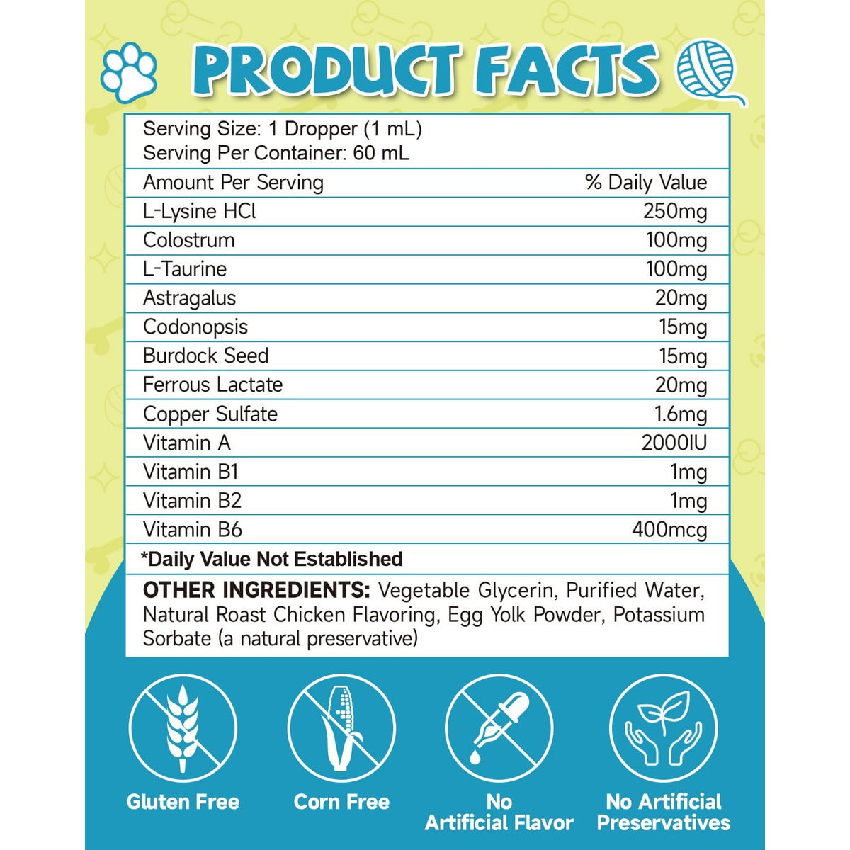 L Lysine for Cats Lysine, Cat Sneezing Cold Allergy Relief Immune 60ML