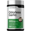 Horbäach Odorless Garlic Softgel Supplement | 200 Pills | Ultra Potent Concentrated Herbal Extract | Non-GMO & Gluten Free