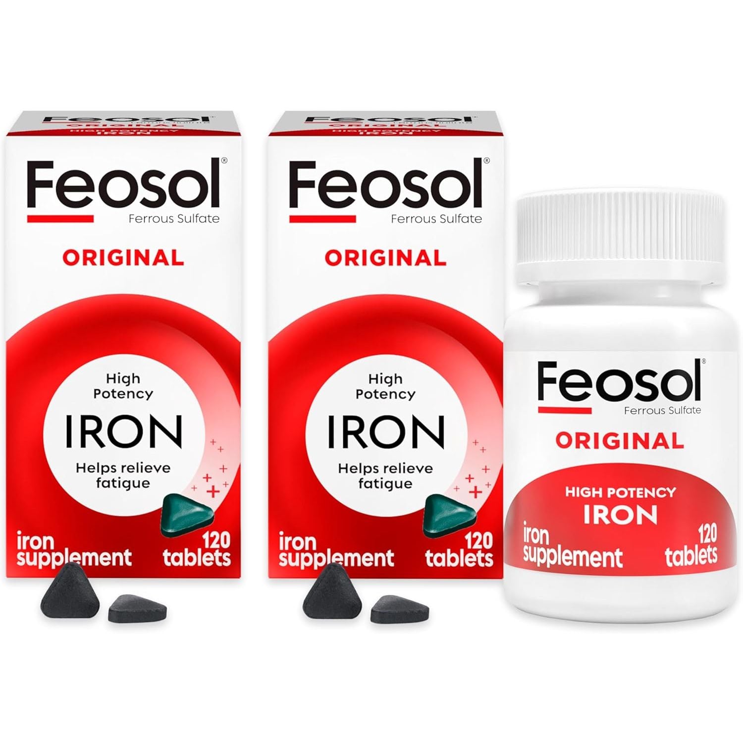 Buy now Feosol Original Iron Supplement Tablets, Non-heme, 325mg Ferrous Sulfate (65mg Elemental Iron) per Iron Pill, 1 Per Day, 120ct, 4 Month Supply, for Energy and Immune System Support, Made in USA Pack of 2 at indiglob india