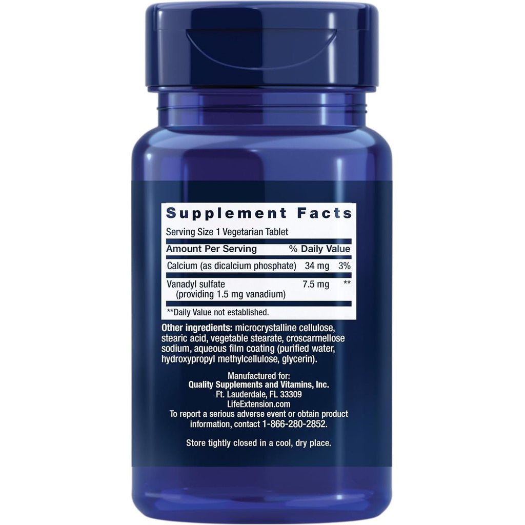 Buy now Life Extension Vanadyl Sulfate, Trace Mineral, Vanadium, Healthy glycemic Balance, Healthy Metabolism, Hormone Function, Gluten-Free, Non-GMO, Vegetarian â€“ 100 Tablets at indiglob india