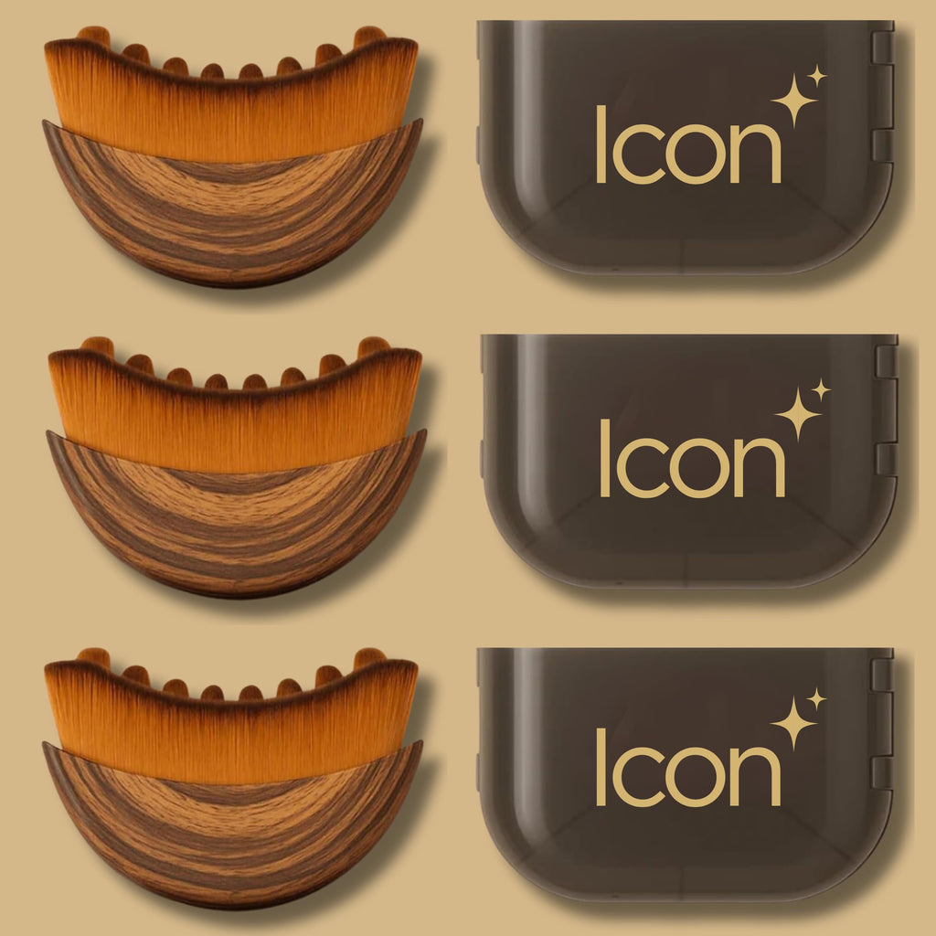 ICON Lymphatic Contour Brush for Face, Face Sculpting Tool for Lymphatic Drainage, Ultra Soft Bristles, Dry Brush, Helps Reduce Look of Puffiness (4 Pack)