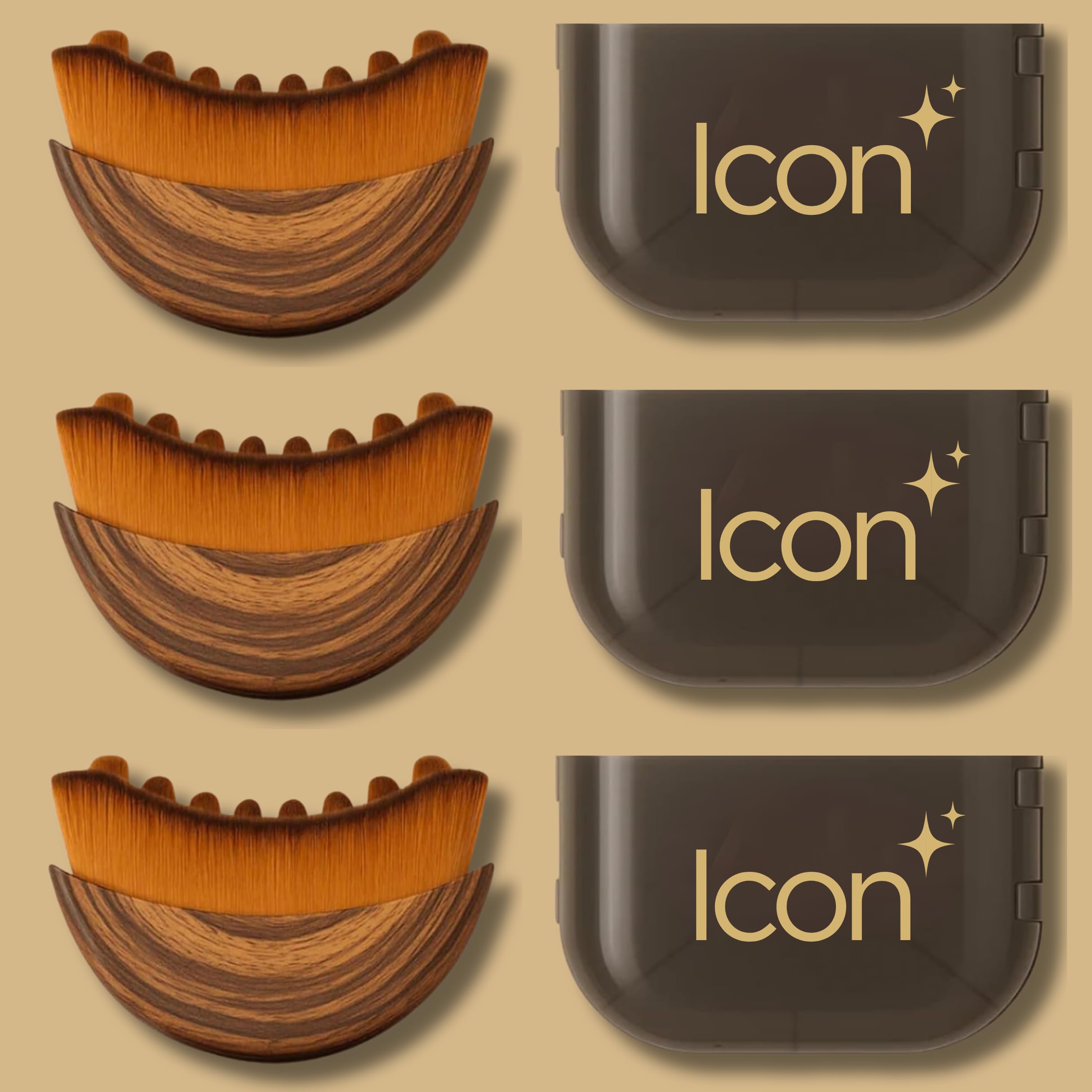 ICON Lymphatic Contour Brush for Face, Face Sculpting Tool for Lymphatic Drainage, Ultra Soft Bristles, Dry Brush, Helps Reduce Look of Puffiness (4 Pack)