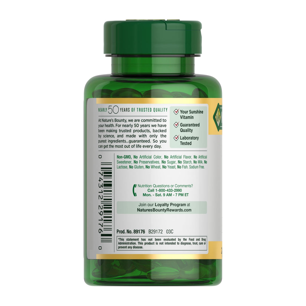 Nature's Bounty Vitamin D3 5000 IU Softgels, 240 Count
