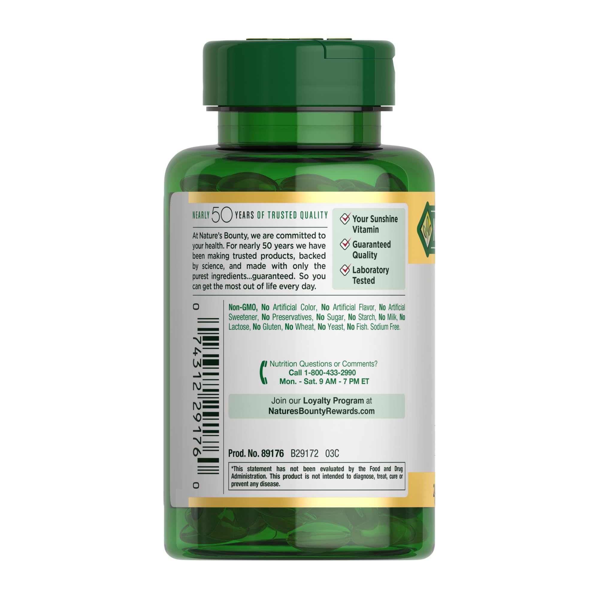 Nature's Bounty Vitamin D3 5000 IU Softgels, 240 Count