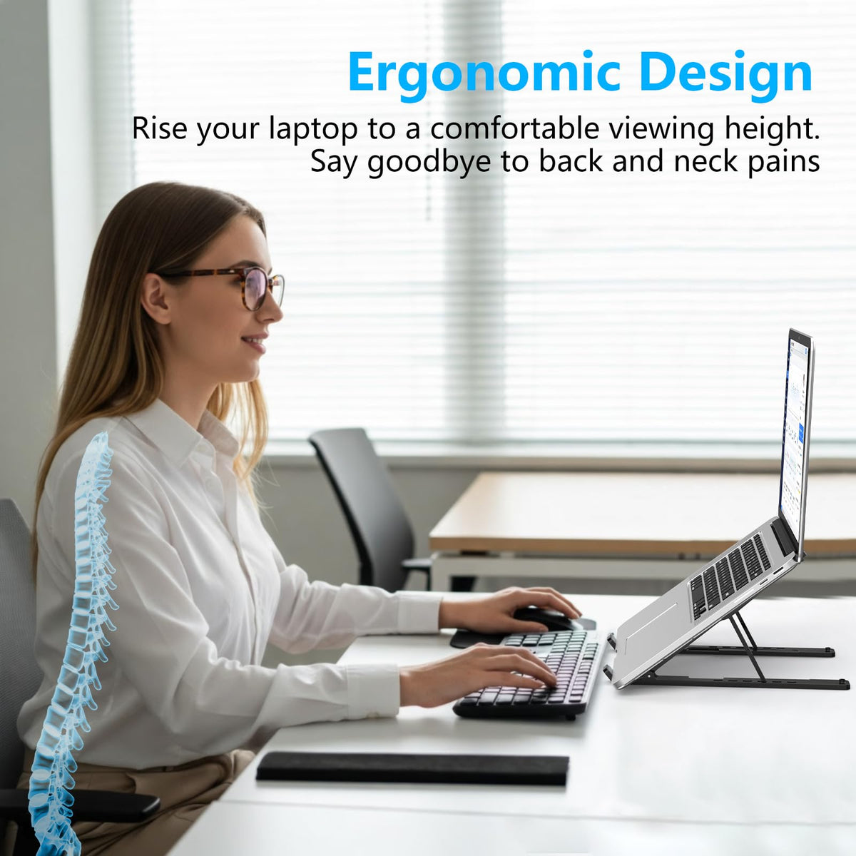 Adjustable Laptop Stand, Portable Laptop Riser for Desk