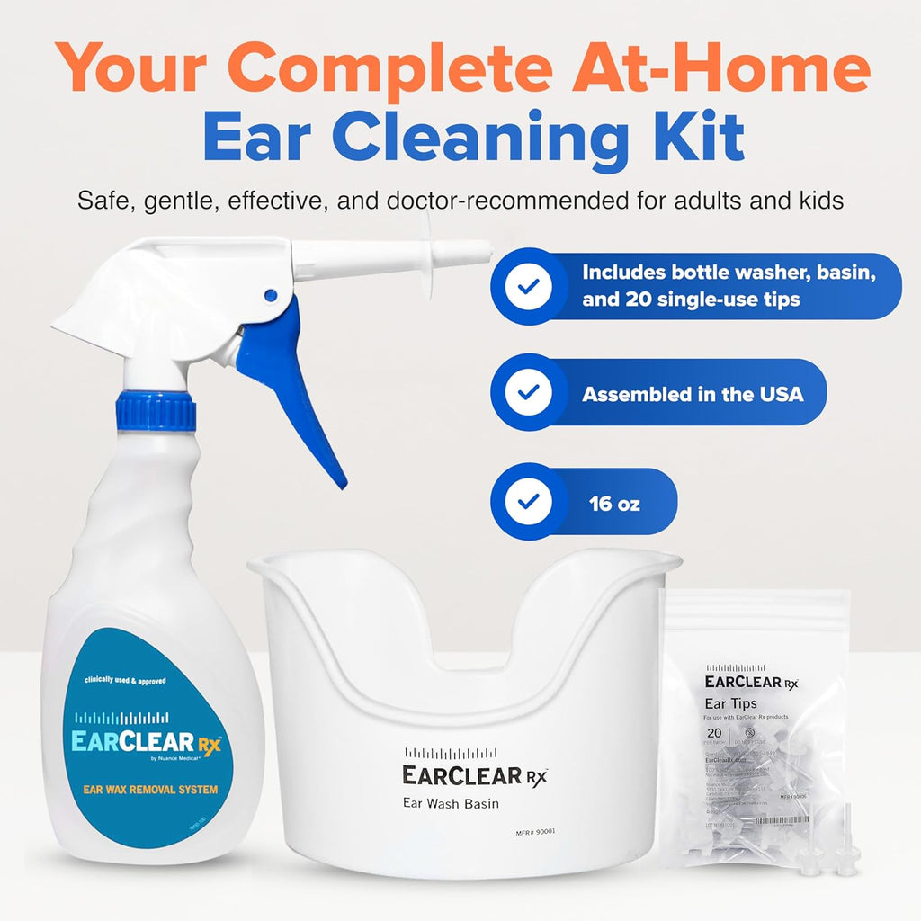 Buy now EarClear Rx Complete Ear Wax Removal & Cleaning Kit â€“ Safe, Gentle, Doctor-Recommended Ear Cleaning & Ear Wax Removal Kit for Adults & Kids â€“ Includes Bottle Washer, Basin & 20 Rigid & Flexible Tips at indiglob india