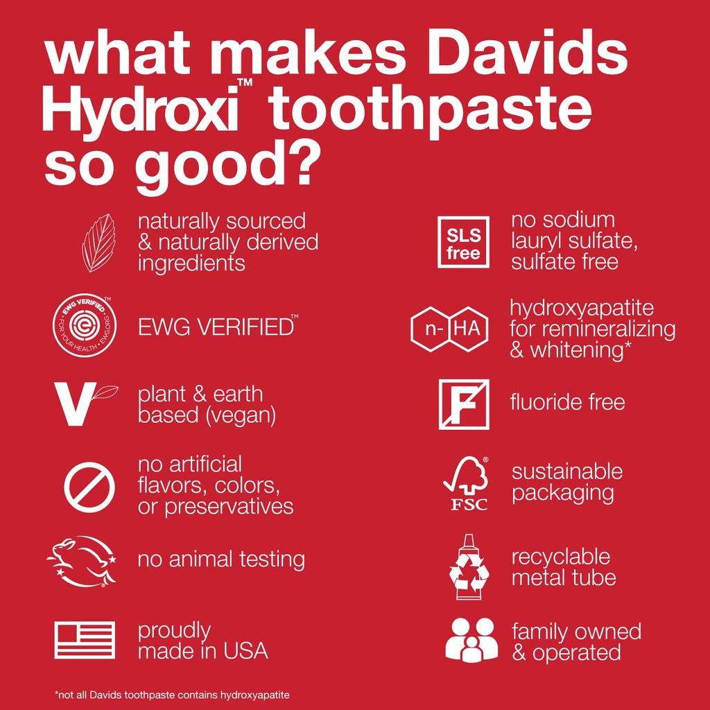 Davids Nano Hydroxyapatite Toothpaste Fluoride Free Whitening Cinnamon 4oz