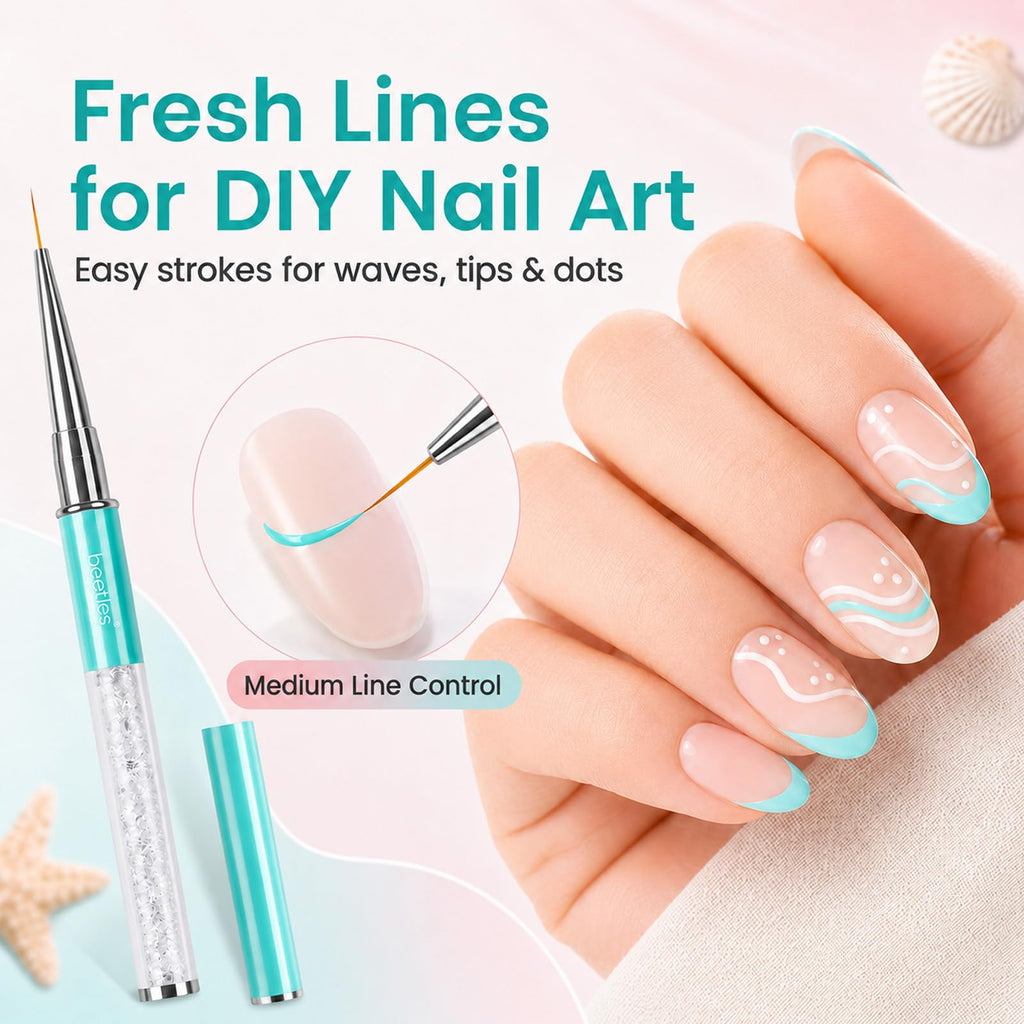Beetles Gel Polish Nail Art Liner Brushes 5Pcs Painting Art Design Pen Set | Diamond Application Rhinestone Handle Dotting Drawing Sizes 5 7 9 11 20mm Nail Design Gift for Women