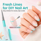 Beetles Gel Polish Nail Art Liner Brushes 5Pcs Painting Art Design Pen Set | Diamond Application Rhinestone Handle Dotting Drawing Sizes 5 7 9 11 20mm Nail Design Gift for Women