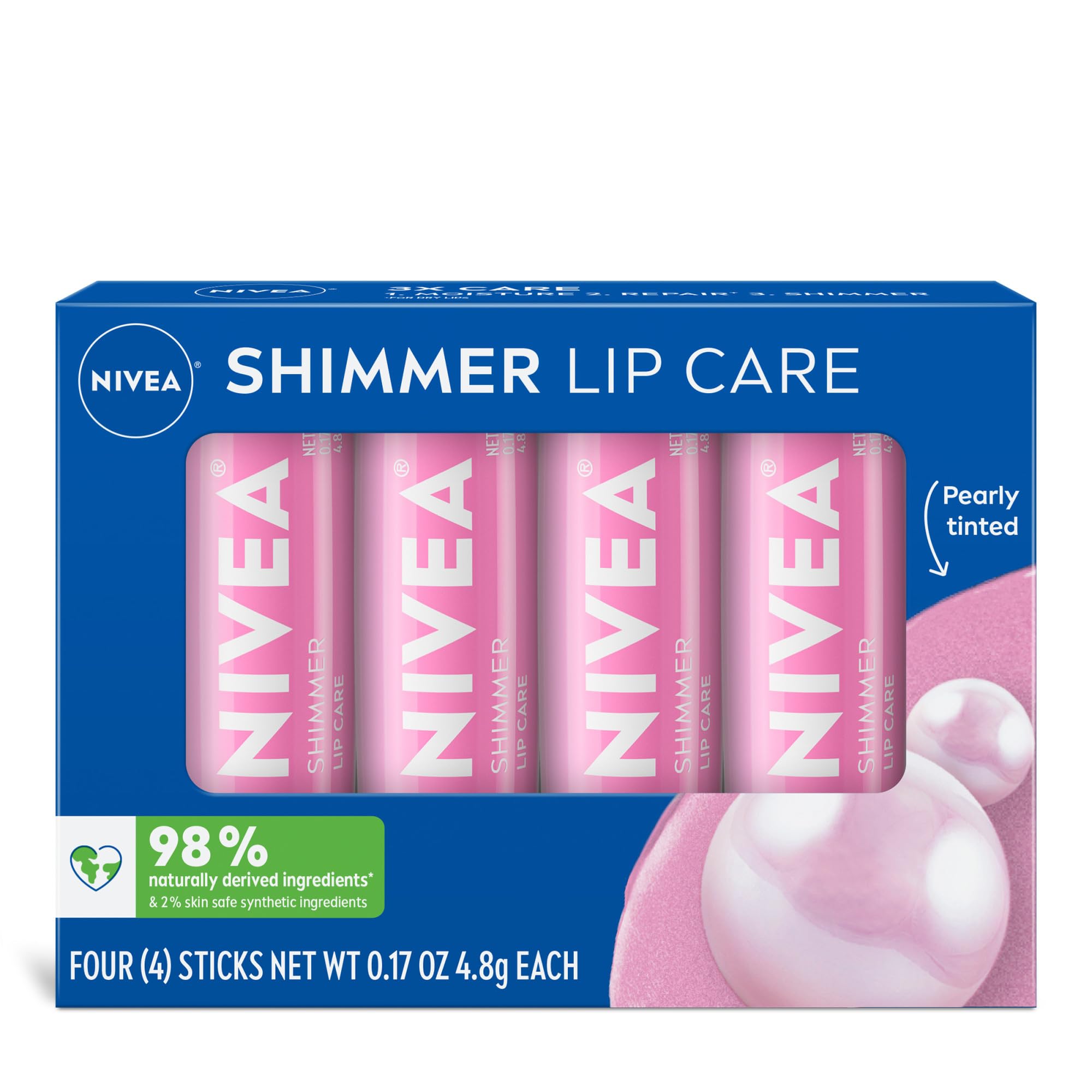 NIVEA Smoothness Lip Care, Sunscreen Lip Balm with SPF 15, 4 x 0.17 OZ | Sunscreen Lip Balm with SPF 15, Shea Butter, Nourishing Oils and Vitamins, 3-in-1 Moisture, Repair Dry Lips and Sunscreen