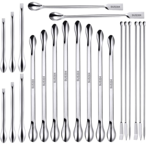 Buy now 22 Pieces Stainless Steel Lab Spatula Micro Scoop Set Laboratory Sampling Spoon Mixing Spatula for Powders Gel Cap Filler at indiglob india