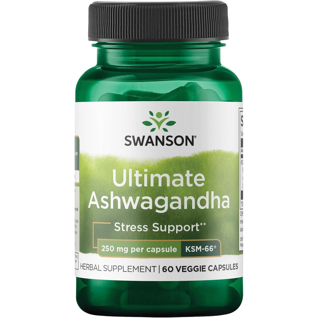 Buy now Swanson Ultimate Ashwagandha KSM-66 - Herbal Supplement Supporting Healthy Stress Levels & Relaxation - Natural Formula to Promote a Calm & Relaxed Mindset - (60 Veggie Capsules, 250mg Each) at indiglob india