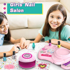 Amagoing Nail Polish Set for Girls Ages 7-12, Kids Nail Art Studio Kit, Non Toxic Quick Dry Nail Polish, Nail Dryer, Storage Desk, Glitter, Cool Girls Stuff, Birthday Gifts Ideas 8 9 10 11 Years Old