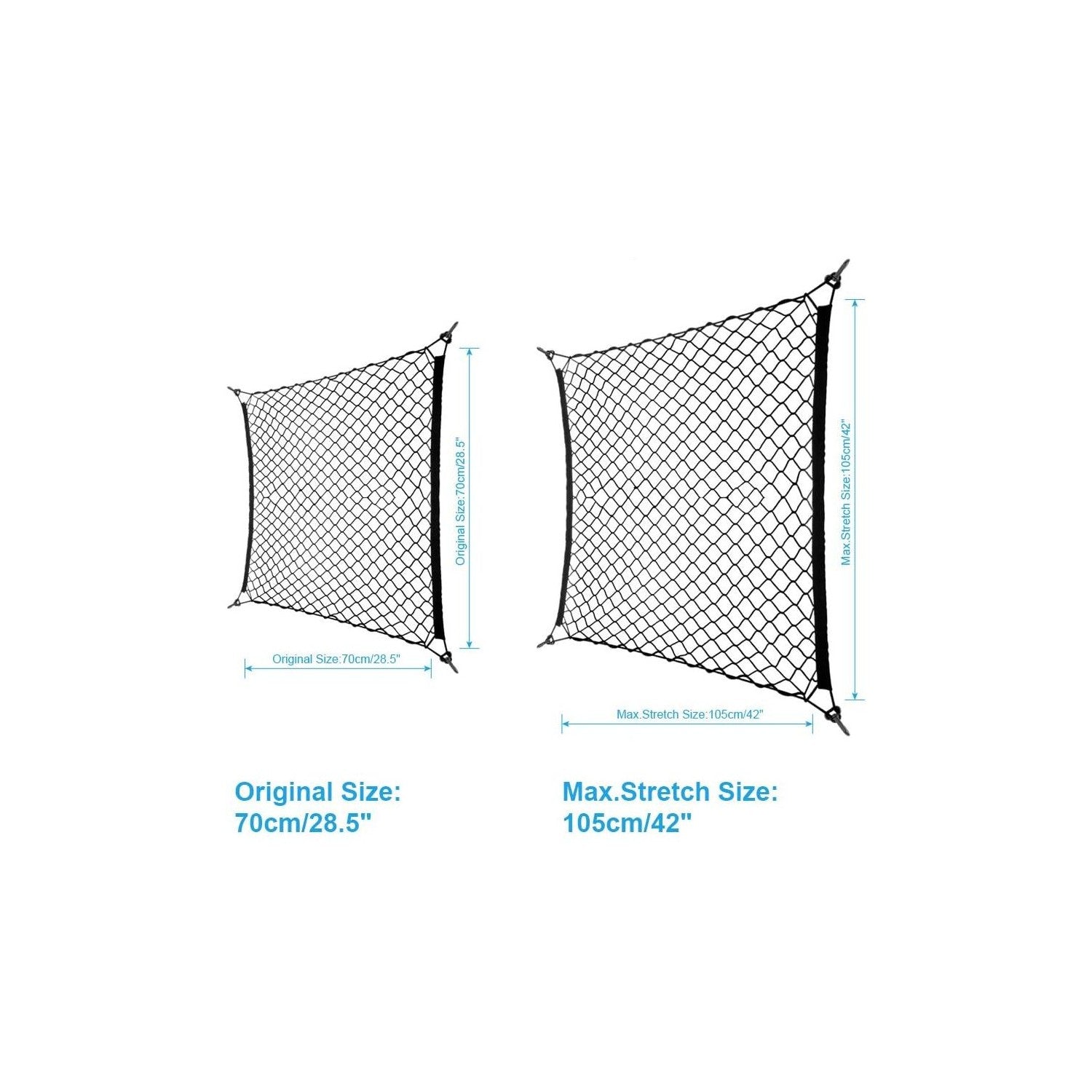 Buy now 9 MOON 4 Hook Car Trunk Cargo Net - Mesh Storage Organizer - Universal for Car, Van, Truck, SUV - Black Polyester at indiglob india