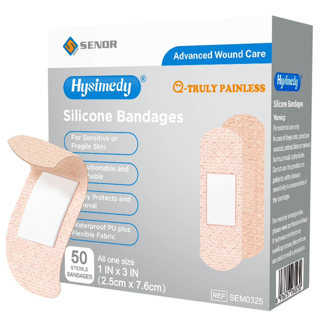 Hysimedy Silicone Bandages for Sensitive Skin 1x3 Inch Painless Removal