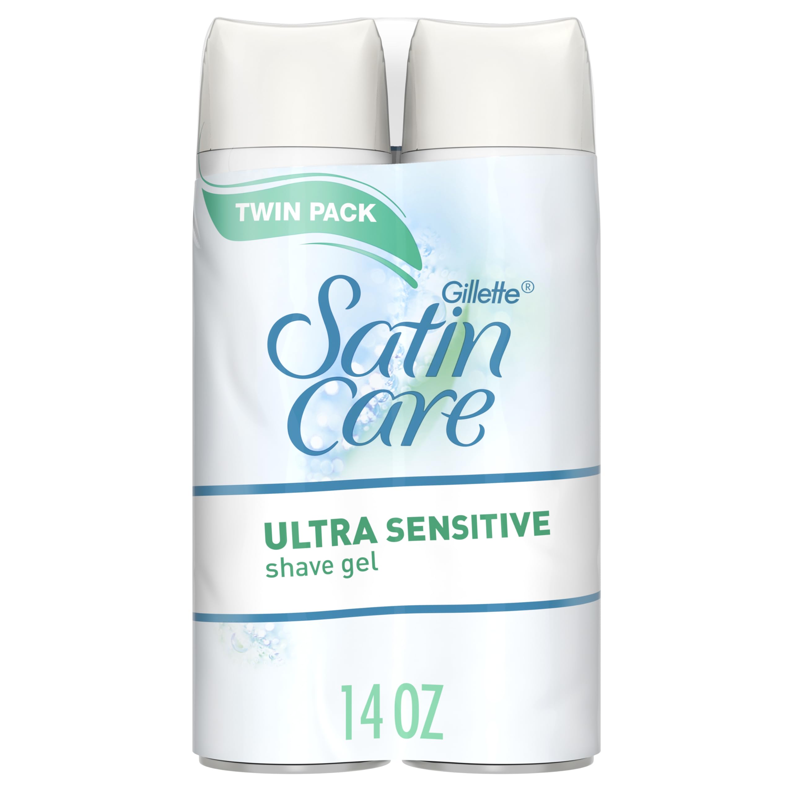 Gillette Satin Care Ultra Sensitive Shave Gel for Women, Pack of 2, 7oz Each, Frangrance Free