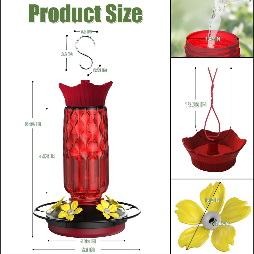 Hummingbird Feeders for Outdoors Hanging, 16 oz Plastic Hummingbird Feeders