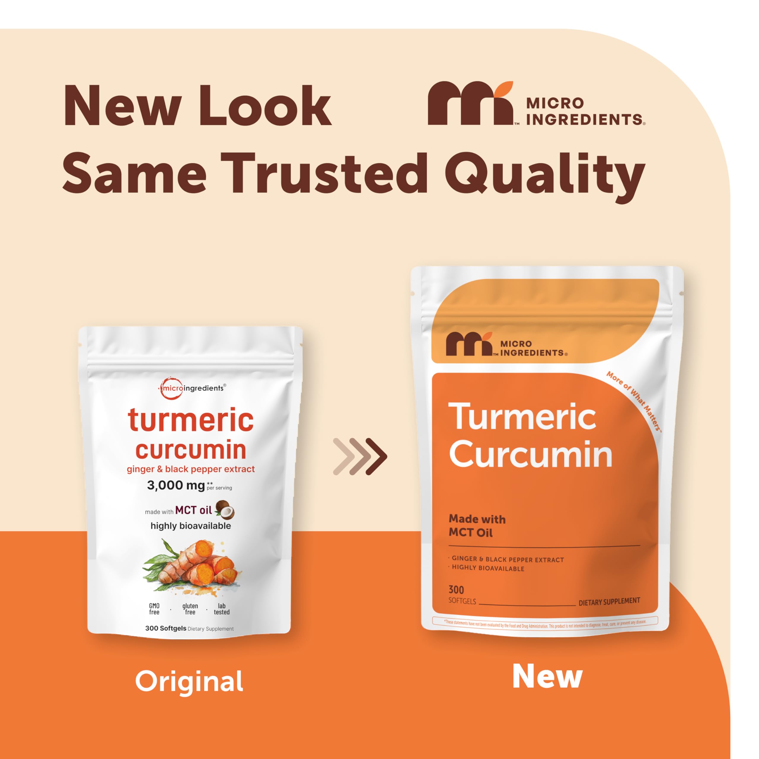 Micro Ingredients Turmeric Curcumin Supplement with Black Pepper & Ginger, 300 Softgels | Made with MCT Oil | 95% Curcuminoids | Non-GMO, Gluten Free