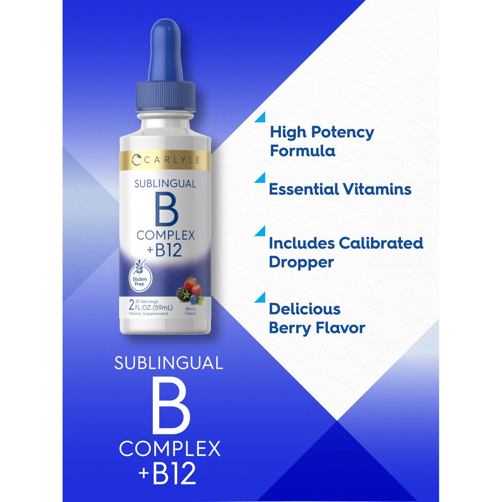 Carlyle Vitamin B Complex Sublingual | 2 fl oz | Liquid Drops | with B12