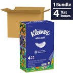 Kleenex Ultra Soft Facial Tissues, Soft Facial Tissue, 4 Flat Boxes, 120 Tissues per Box, 3-Ply (480 Total Tissues)