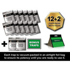 MAXGUARD Pantry Moth Traps (12 Pack +2 Free) with Extra Strength Pheromones | Non-Toxic Sticky Glue Trap for Food and Cupboard Moths in Your Kitchen | Trap and Kill Seed Grain Flour Meal Moths |