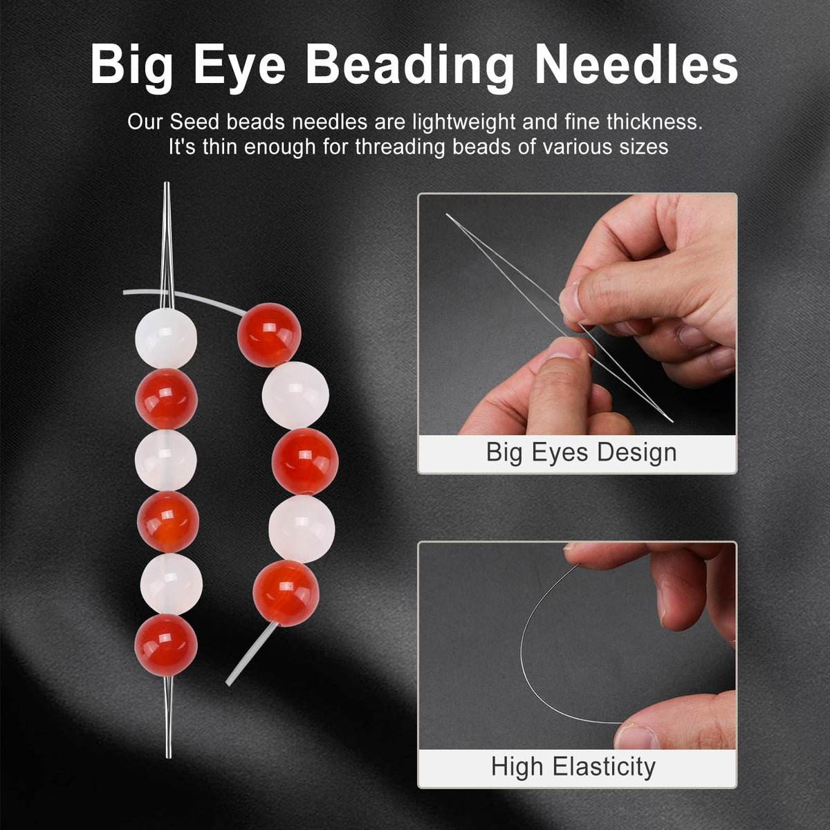 18 Pcs Collapsible Beading Needles for Seed Beads, Big Eye Beading Needle for Jewelry Making with Bottle
