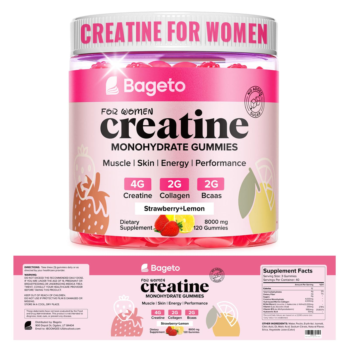 Creatine for Women | + Collagen + BCAAs + Hyaluronic Acid + Vitamin C & B12