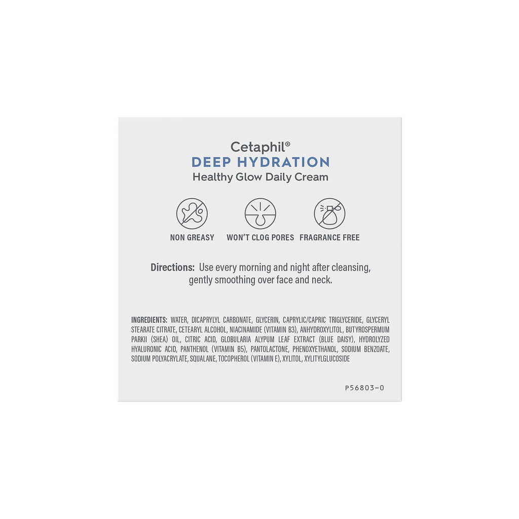 Cetaphil Deep Hydration Face Cream, Dry, Sensitive Skin Care, 1.7oz | 48-Hour Hydration, Hyaluronic Acid, Vitamin E & B5, Healthy Glow, Fragrance-Free, Dermatologist Recommended