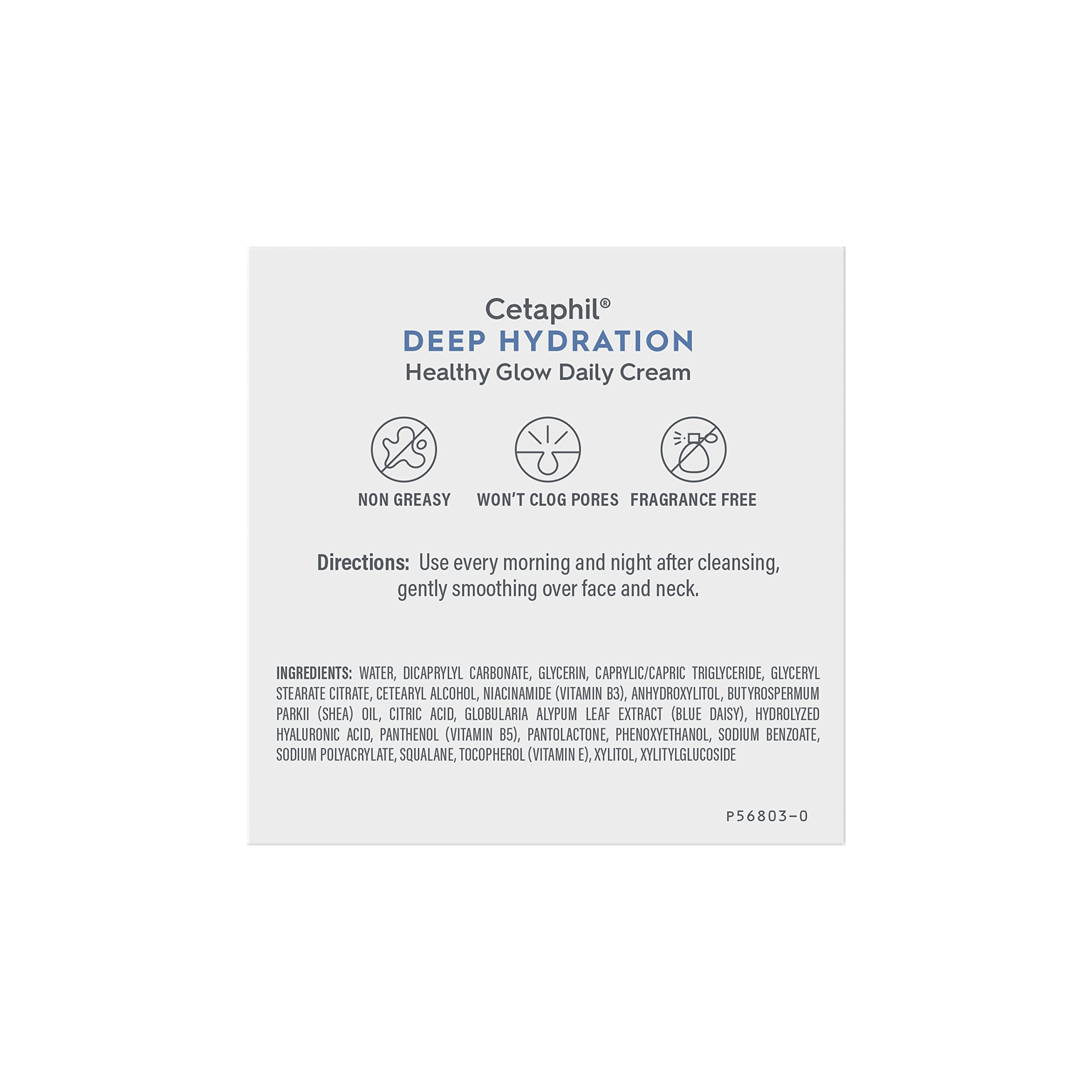 Cetaphil Deep Hydration Face Cream, Dry, Sensitive Skin Care, 1.7oz | 48-Hour Hydration, Hyaluronic Acid, Vitamin E & B5, Healthy Glow, Fragrance-Free, Dermatologist Recommended