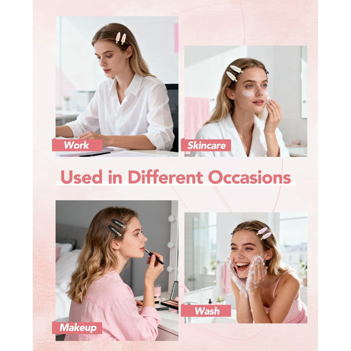 Amizo 8 Pcs No Crease Hair Clips for Makeup and Styling for Women and Girls