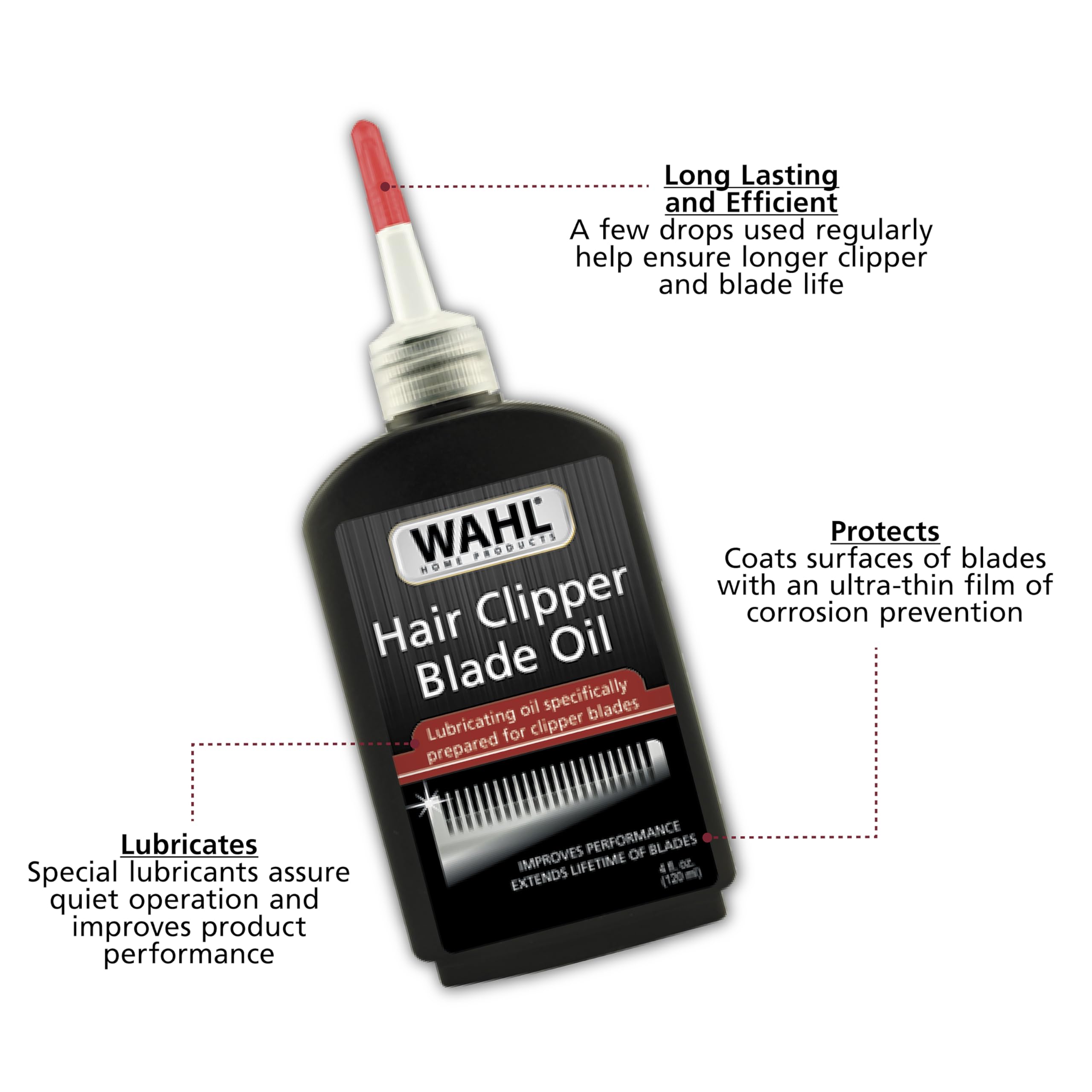 Wahl Premium Hair Clipper Blade Lubricating Oil, Clippers & Trimmers, 4 oz | Prevents Electric Grooming Tool Blade Corrosion, Provides Rust Prevention, Extends Life Of Grooming Tools – Model 3310-300A
