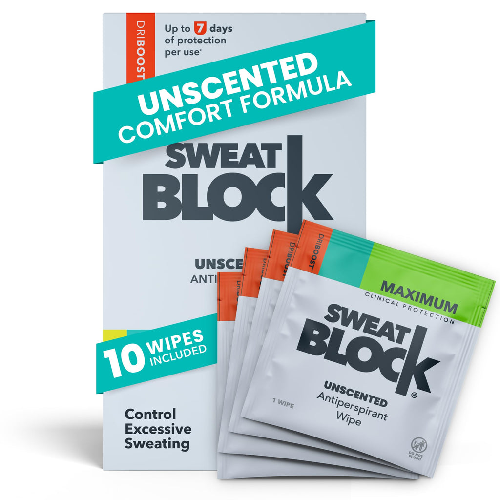 SweatBlock Maximum Clinical Strength Antiperspirant Wipes, Original 10 Ct | Stop Excessive Underarm Sweat with Up to 7 Days Protection Per Wipe, Hyperhidrosis Aid, Dermatologist Tested