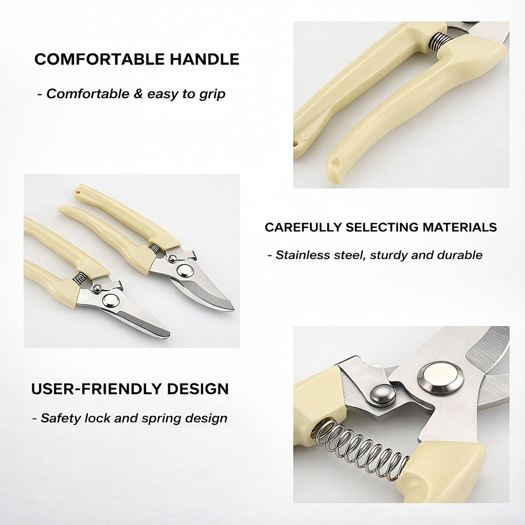 Pruning Shears,Ahoooot 2Pcs Pruning Shears for Gardening,Professional Garden Shears for Flowers, Bonsai and Fruits Picking (1pc Straight & 1pc Curved)