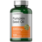 Horbäach Pumpkin Seed Oil 3000mg | 120 Softgel Capsules | Essential Fatty Acids with Omega 6 and 9 | Cold Pressed Dietary Supplement | Non-GMO and Gluten Free Formula