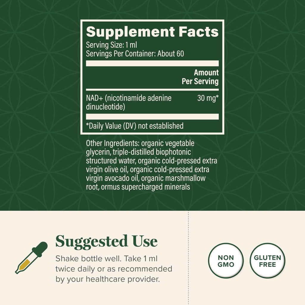 NAD+ Liquid Supplement- Sublingual NAD Drops, Liposomal NAD (2 Oz)