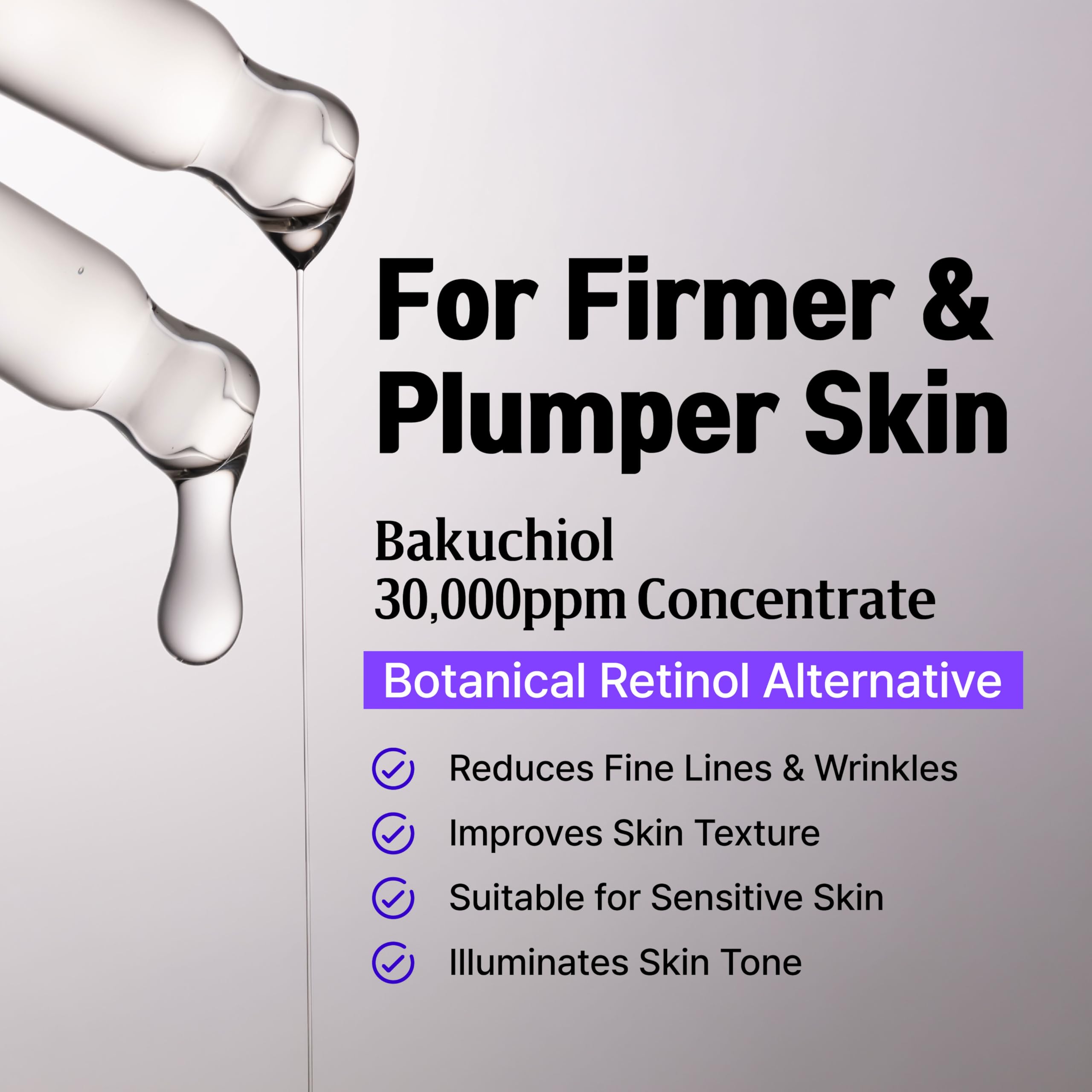 Korean Bakuchiol Concentrate DIY Mix-in Serum 30,000 ppm - High Potency Retinol Alternative | Wrinkle Reduction Skin Firming & Smoothing - Anti-Aging Sensitive Skin Vegan & Cruelty-Free Non-GMO 1 oz
