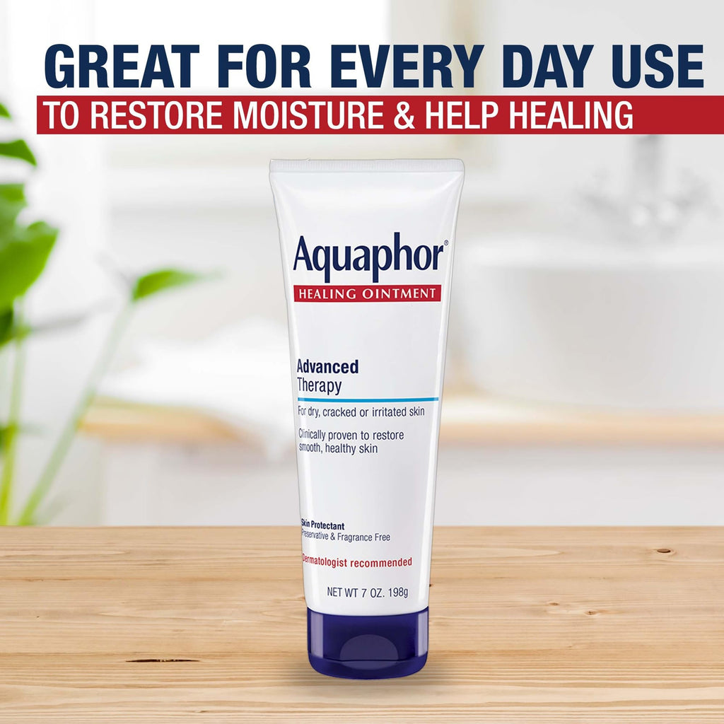 Aquaphor Advanced Therapy Healing Ointment, Skin Protectant, 7 OZ | Clinically Proven Skin Protectant Moisturizer for Cracked, Irritated or Dry Skin Relief, Dye and Fragrance Free
