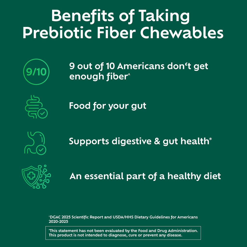 Benefiber Chewable Prebiotic Fiber Tablets, Assorted Fruit Flavors, 100 Ct | Plant-based Prebiotic Fiber, Supports Gut Health by Nourishing Good Gut Bacteria, GLP-1 Support for Digestive Health