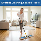 24”Dust Mop for Floor Cleaning, Heavy Duty Sweeper Broom Catches Dust, Pet Hair, and Debris, Washable 2 Cotton Mop Pads, Floor Duster for Hardwood, Tile, Laminate, and LVP Flooring