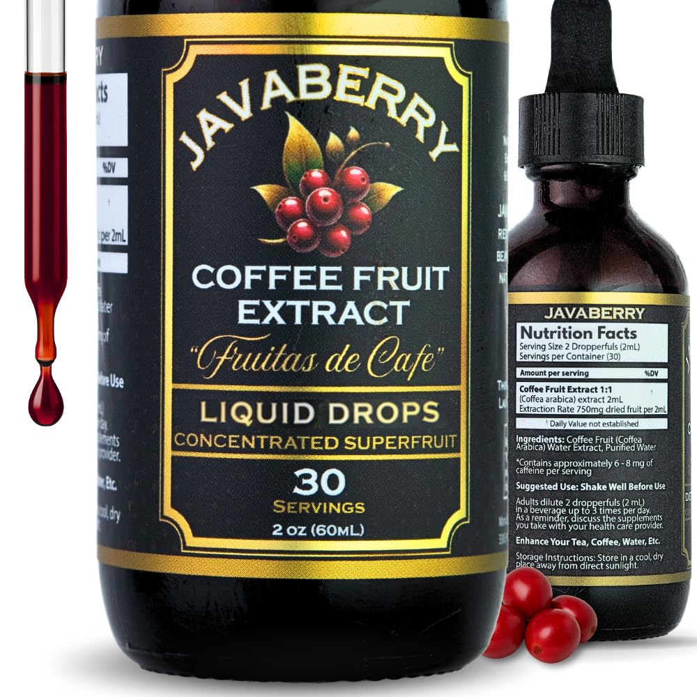 Whole Coffee Fruit Extract – Brain, Focus & Memory Support with BDNF | Low-Caffeine Coffee Cherry Superfruit Concentrate | Polyphenols & Antioxidants, Sugar-Free | 60mL Liquid