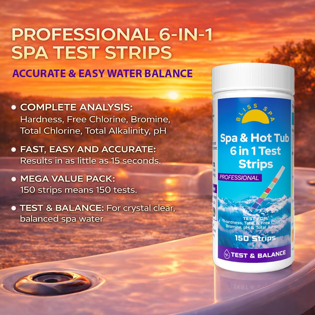 Spa Hot Tub Test Strips with App 6 in 1 (150 Strips) Easy, Accurate Testing